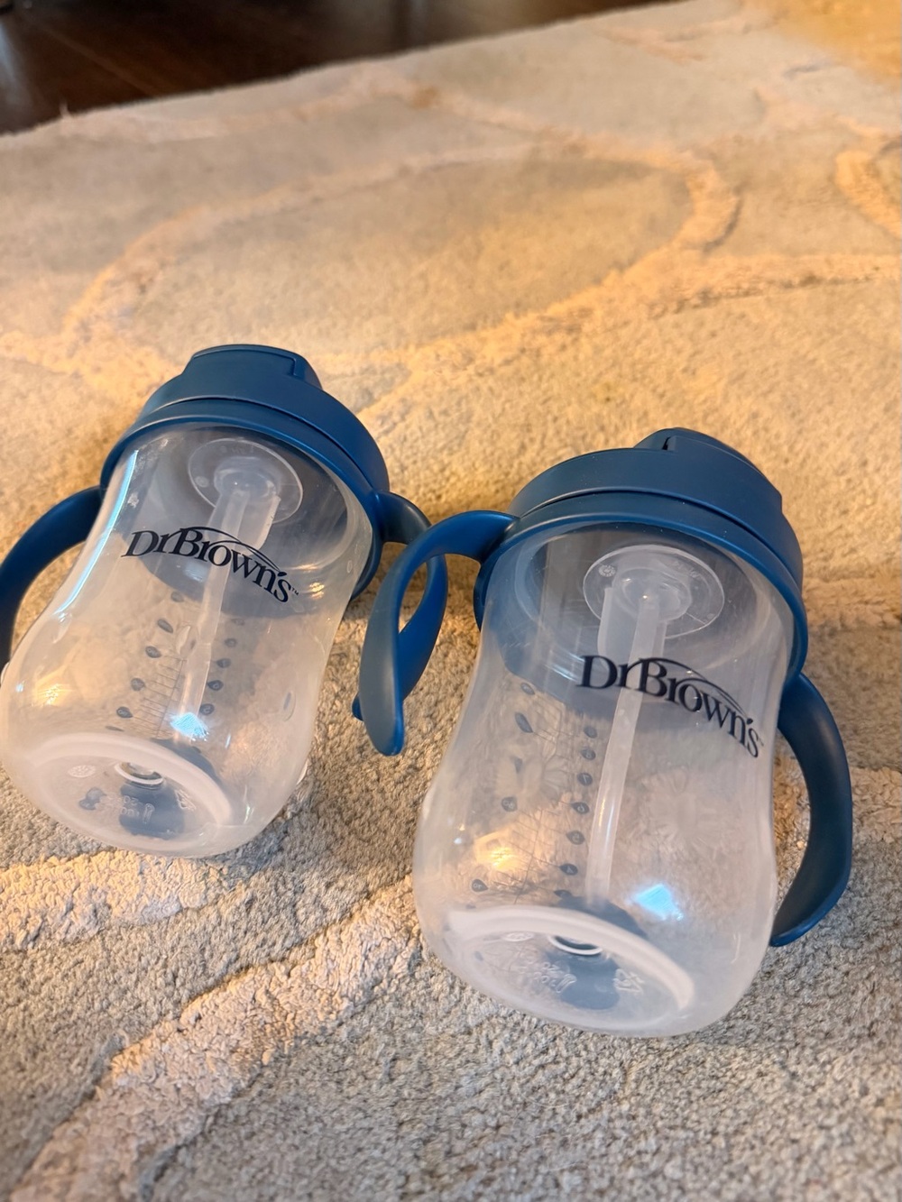 Dr. Brown’s Weighted Straw Toddler Cups w/ Handles Blue 10 oz – Set of 2